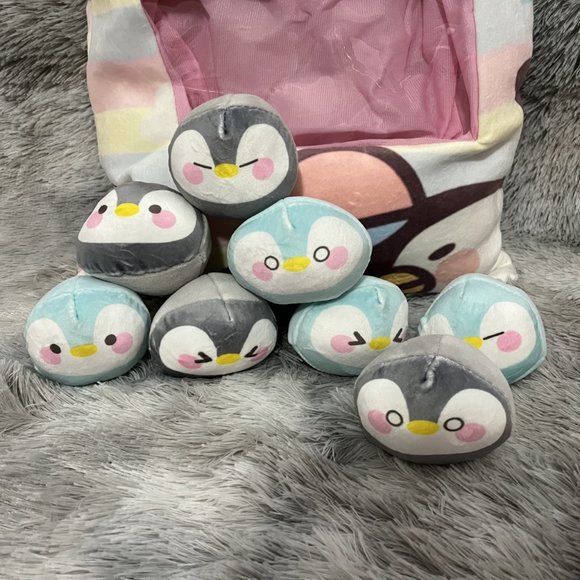 Penguin Snack Pillow plush with 8 mini Stuffed Toy - Picture 2 of 4